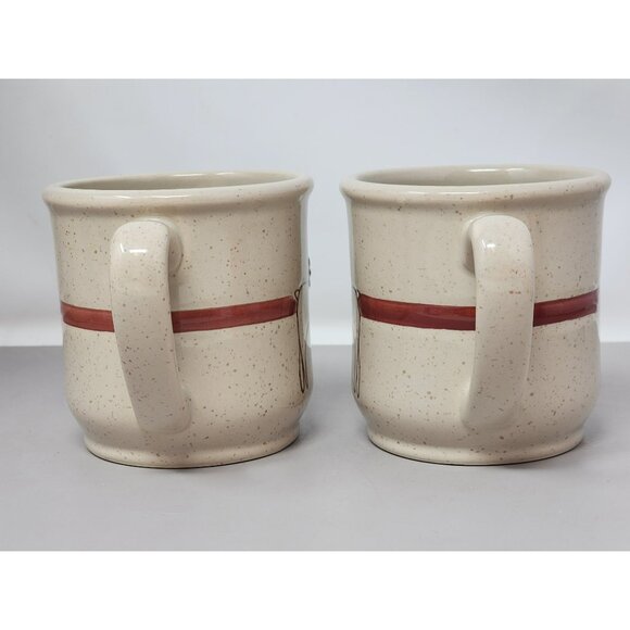 Set Of 2  Tender Heart Treasures Stoneware Mugs With Reindeer Design‎ & Red Band - Picture 3 of 9